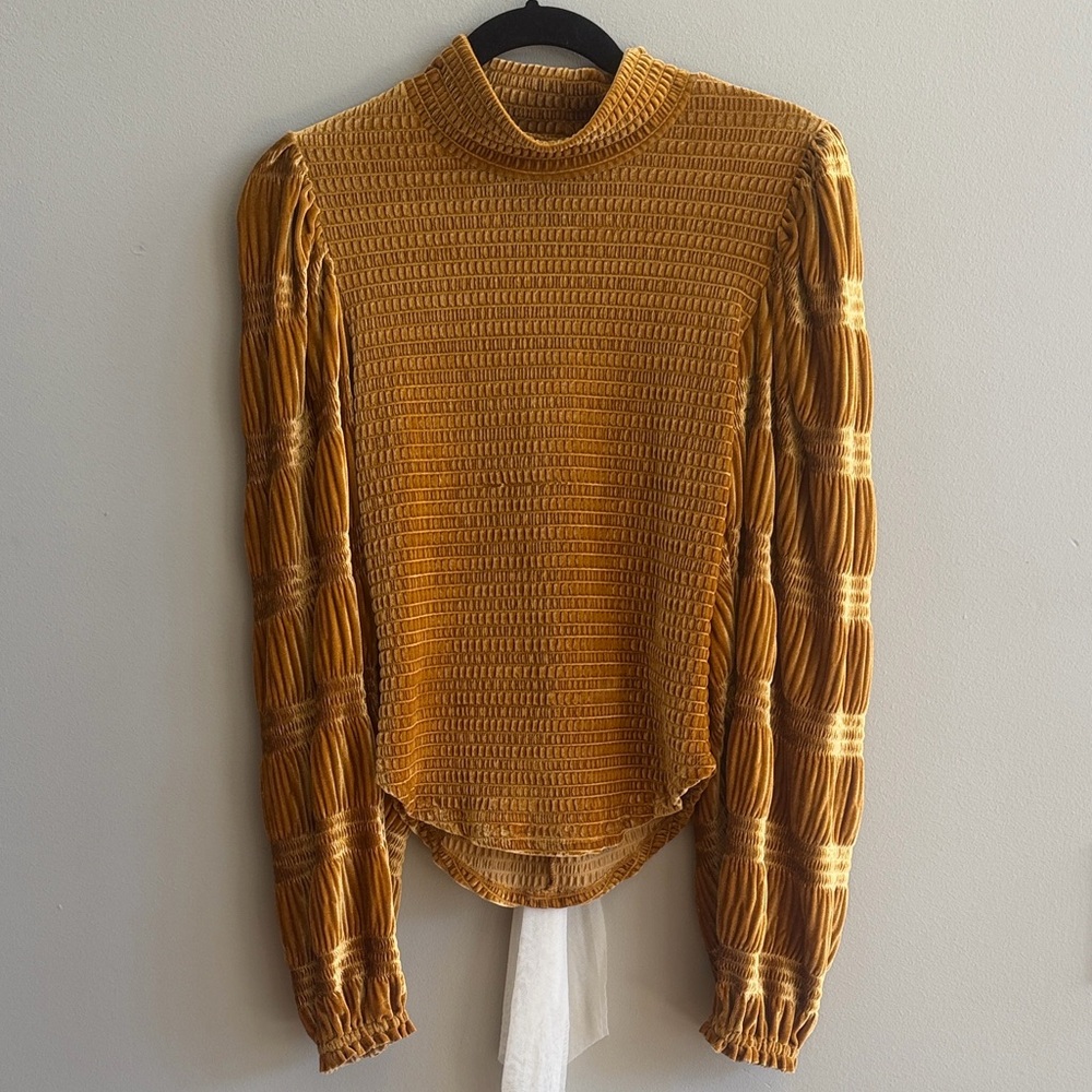 Free People Golden Velvet Lace-Up Back Top - Picture 3 of 4